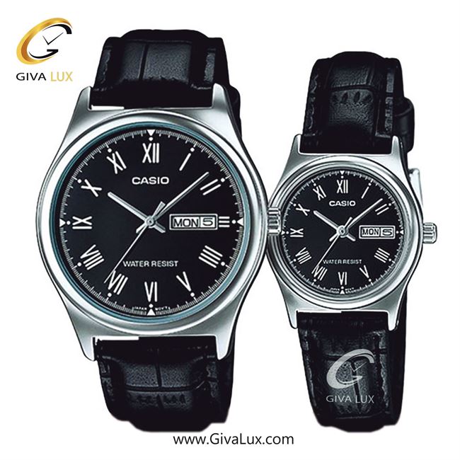 ساعت مچی اورجینال ست کاسیو Casio نقره ای | مشکی| مشکی| کد رفرنس زنانه: LTP-V006L-1BUDF، مردانه: MTP-V006L-1BUDF